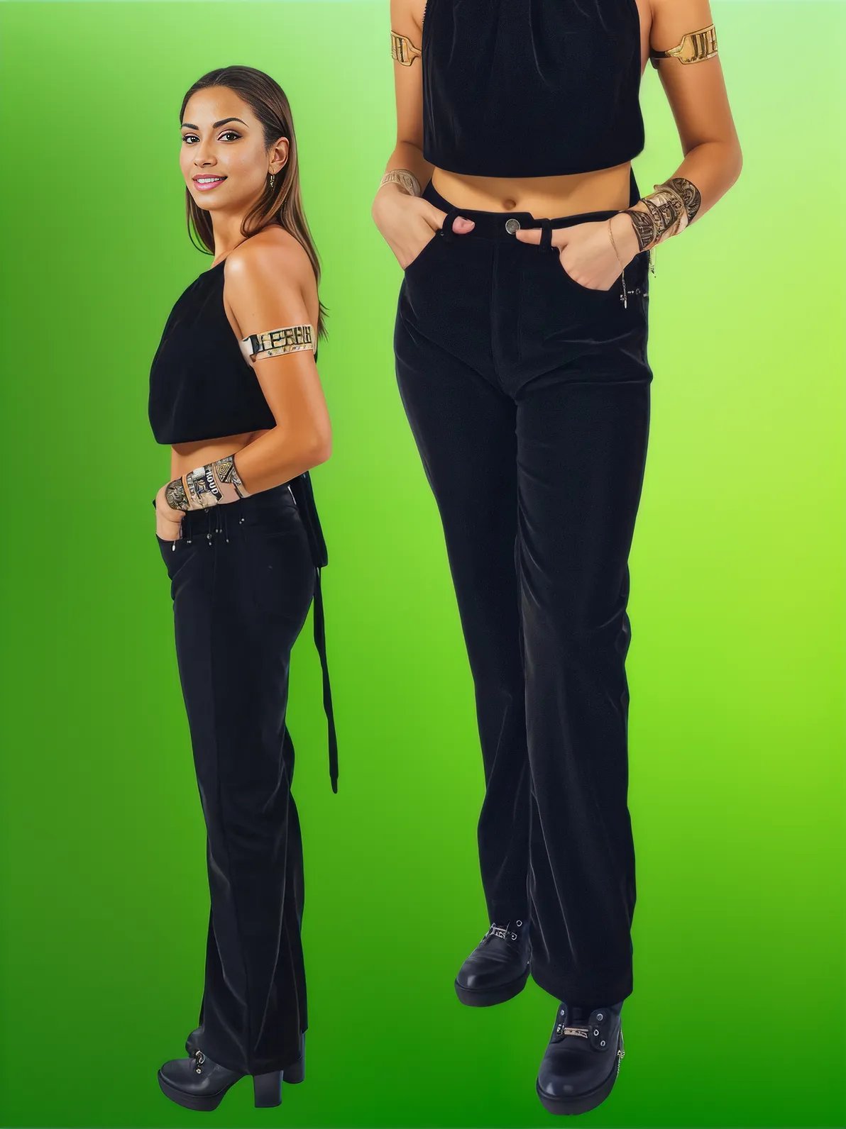 5 - Pocket Oversized Velvet Pants – Lightweight, Breathable & Stylish Black - Tenku Designs