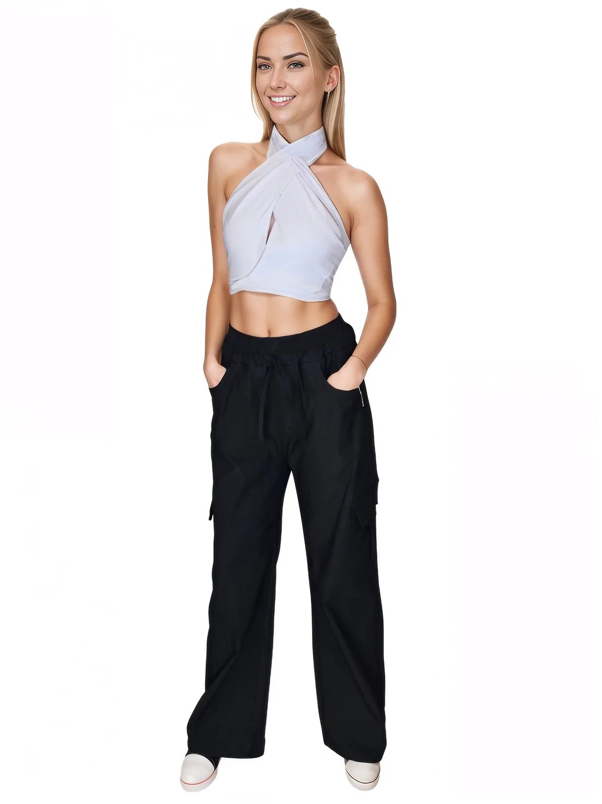 Black Oversized Cargo Pants – Stretchable & Trendy - Tenku Designs