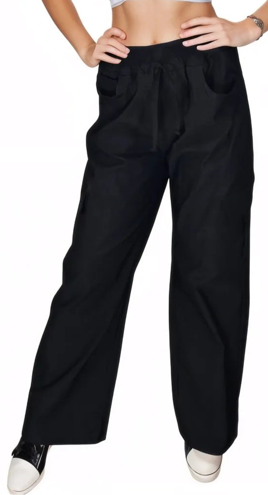 Black Oversized Cargo Pants – Stretchable & Trendy – Tenku Designs