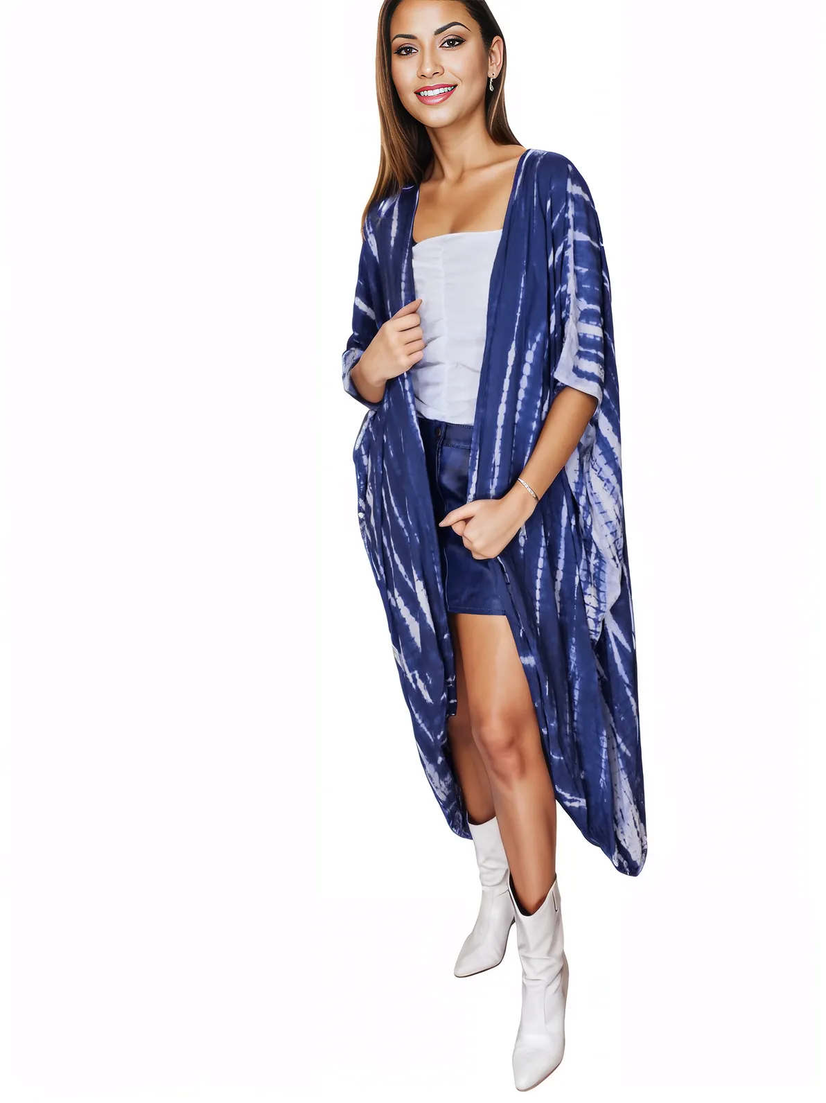 Cobalt Blue Boho Tie - Dye Cardigan | Cozy & Chic - Tenku Designs