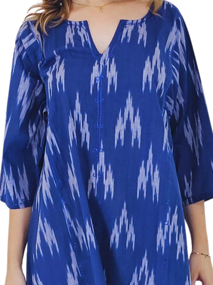 100% Cotton Cobalt Blue Kaftan – Lightweight, Breathable & Stylish | Tenku Designs - Tenku Designs