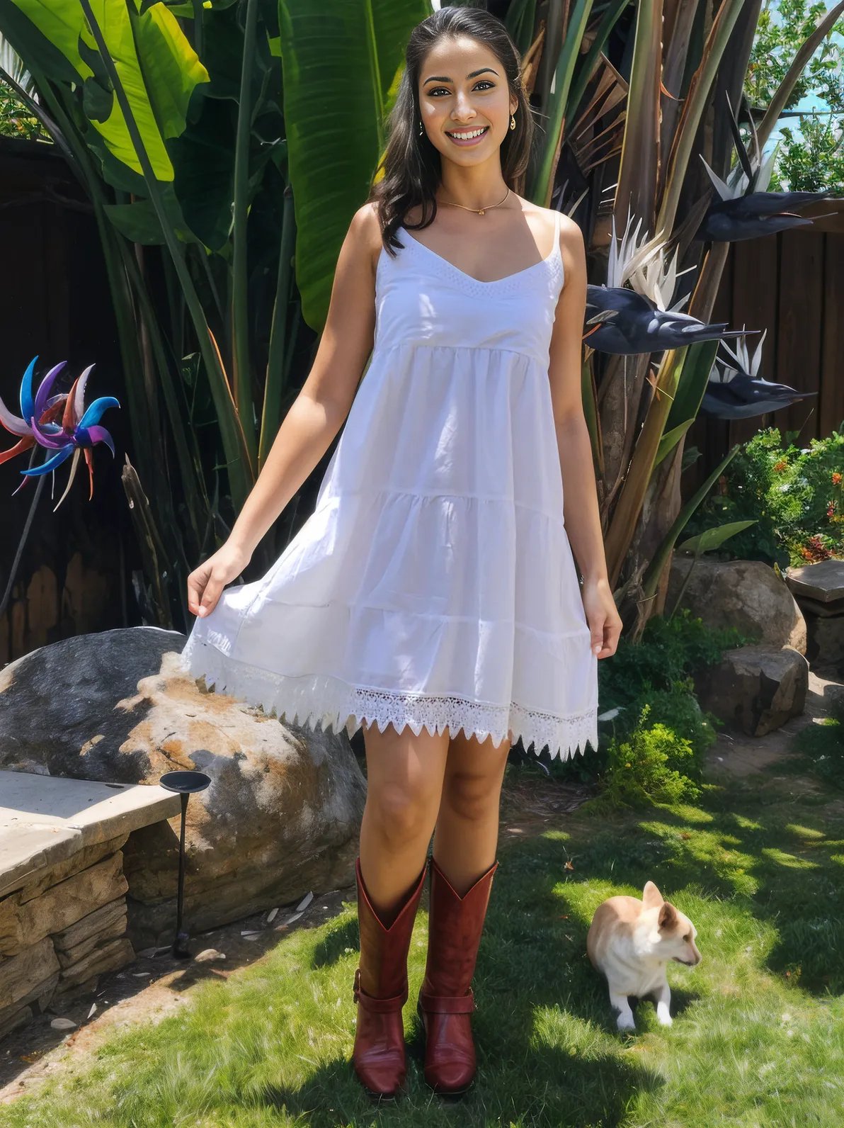 100% Cotton White Dress Adj Straps * - Tenku Designs