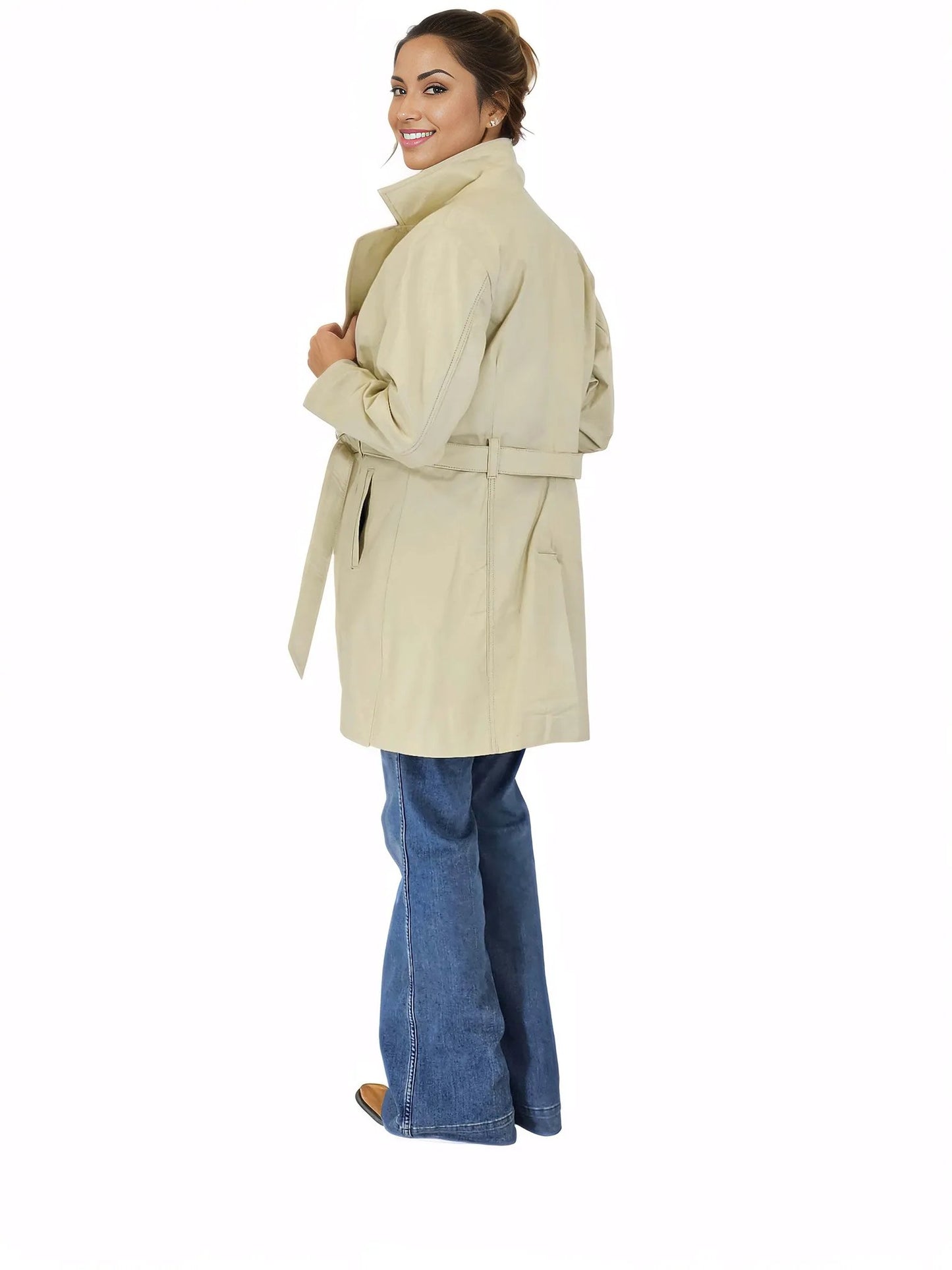 Handcrafted Lambskin Leather Round Mini Skirt Gold