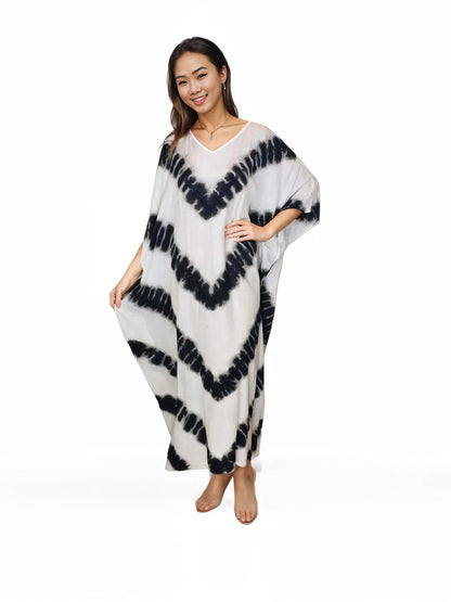 Boho Raw Stripes Black and White Dress