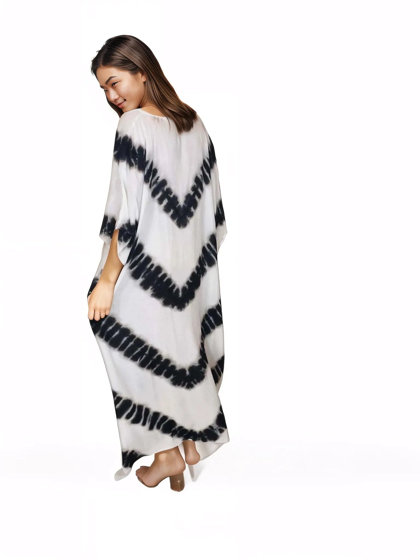 Boho Raw Stripes Black and White Dress