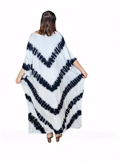 Boho Raw Stripes Black and White Dress