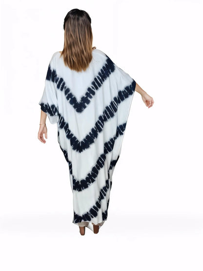 Boho Raw Stripes Black and White Dress