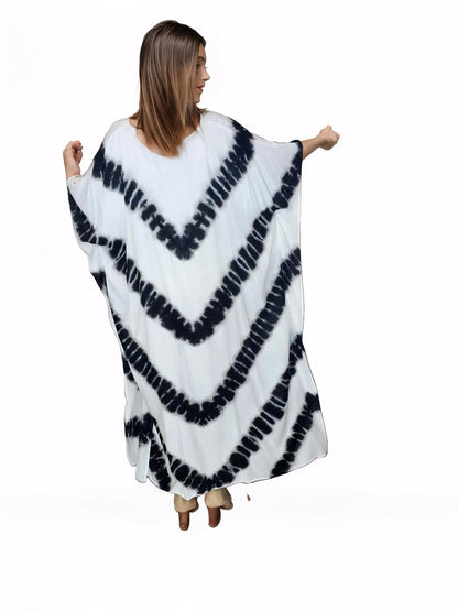 Boho Raw Stripes Black and White Dress