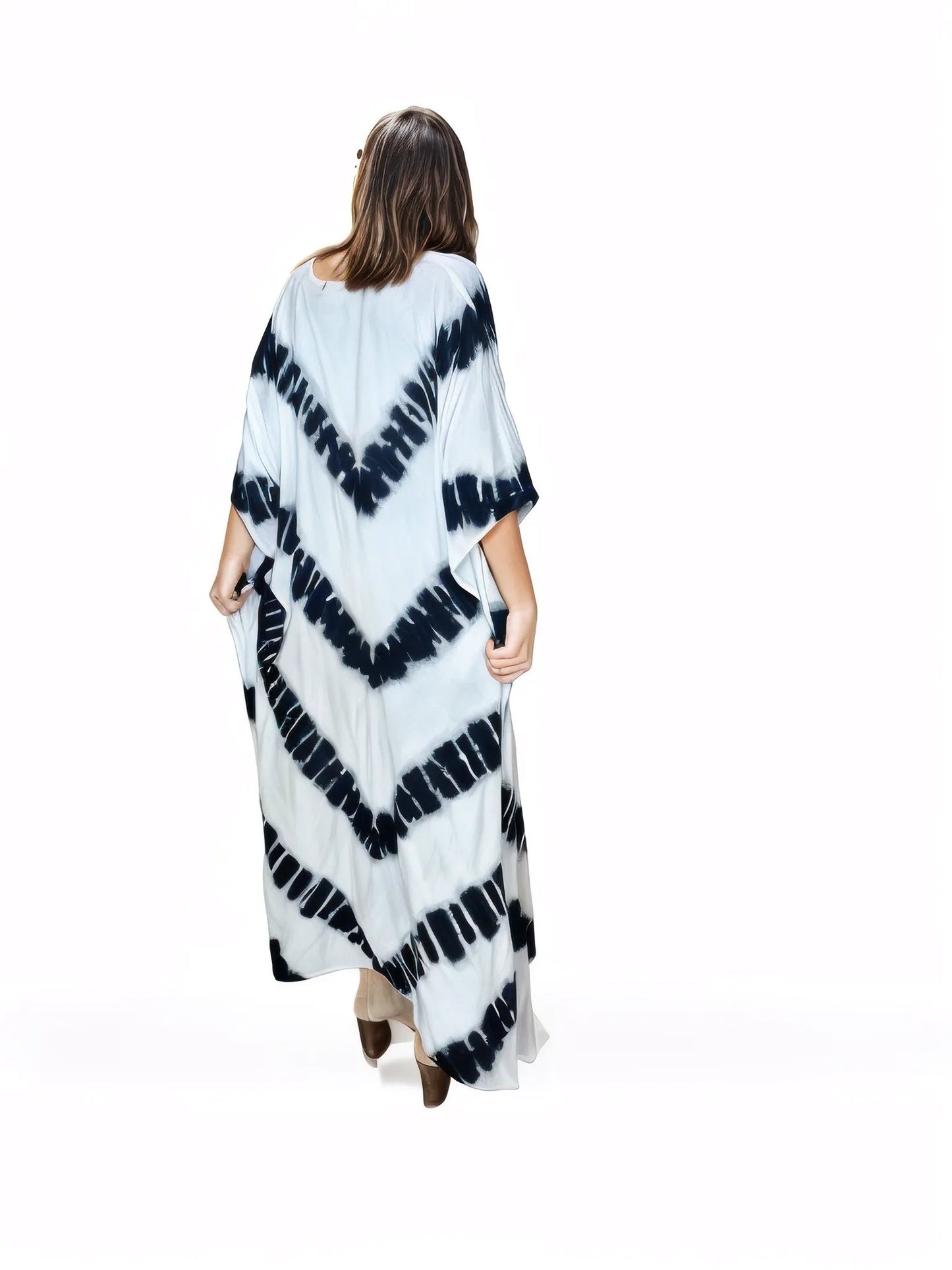 Boho Raw Stripes Black and White Dress