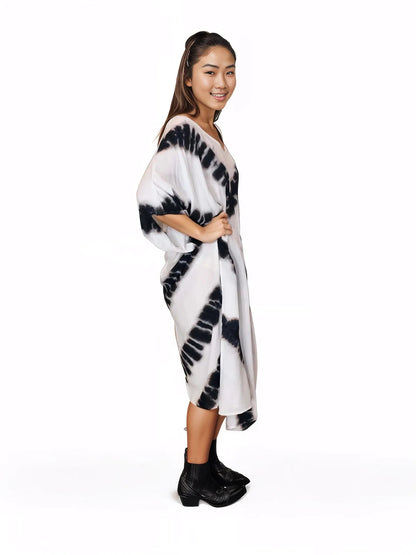 Boho Raw Stripes Black and White Dress