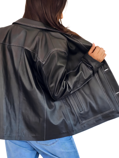 Oversized Hand Crafted Leather Jacket Tosai