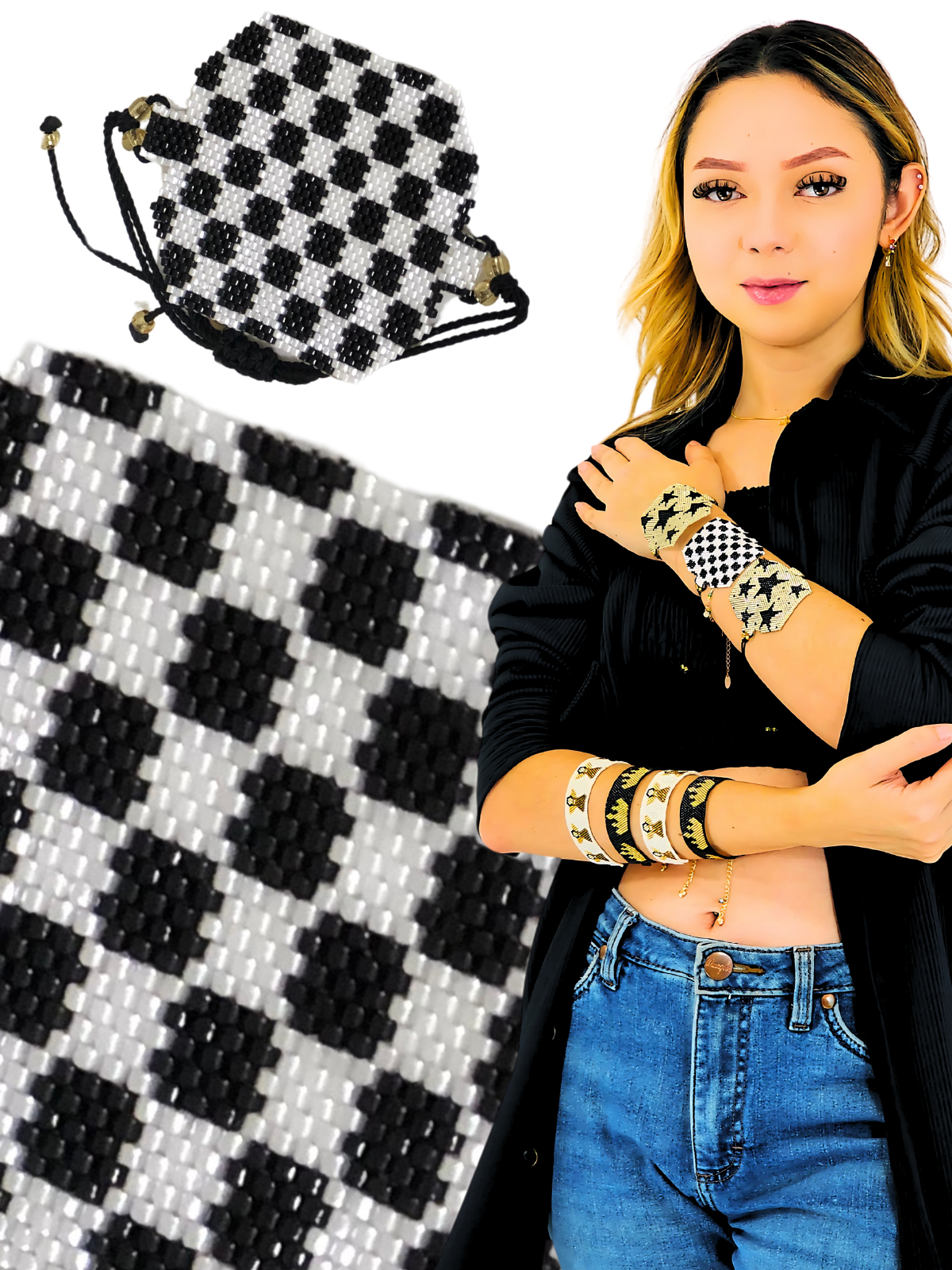 Wixarika Miyuki Beaded Bracelets – Handmade Mexican Huichol Jewelry "Corona"