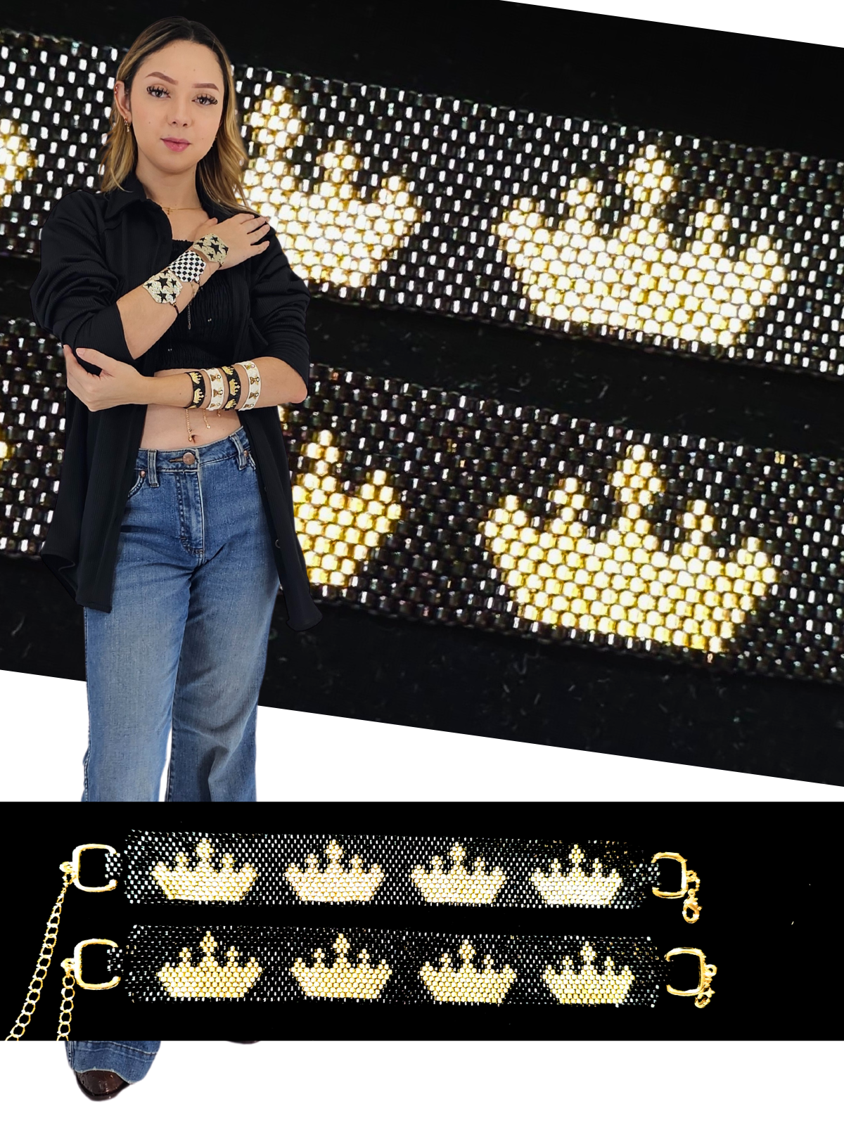 Wixarika Miyuki Beaded Bracelets – Handmade Mexican Huichol Jewelry "Corona"