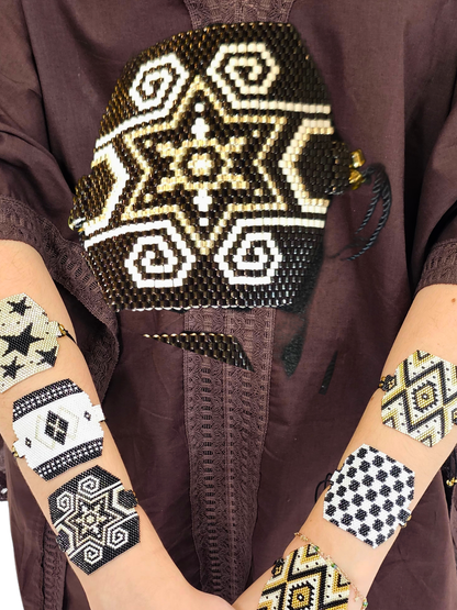 Wixarika Miyuki Beaded Bracelets – Handmade Mexican Huichol Jewelry "Corona"