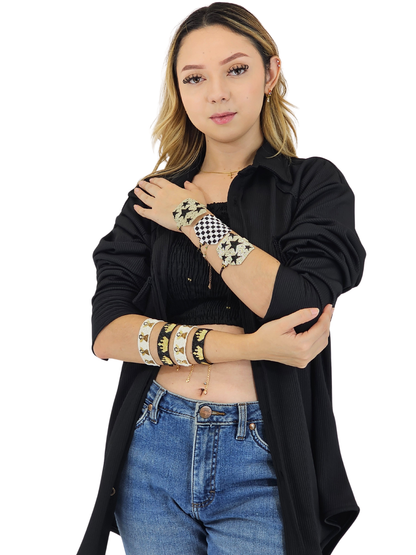 Wixarika Miyuki Beaded Bracelets – Handmade Mexican Huichol Jewelry "Corona"