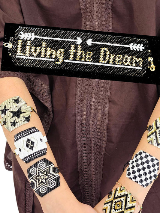 Authentic Wixarika Miyuki Bracelet "Living the Dream" - Tenku Designs