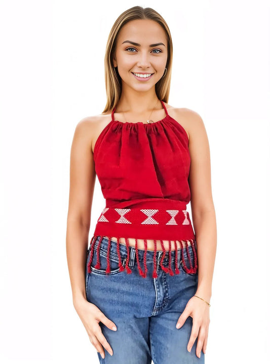 Backstrap Loom Halter Red - Tenku Designs