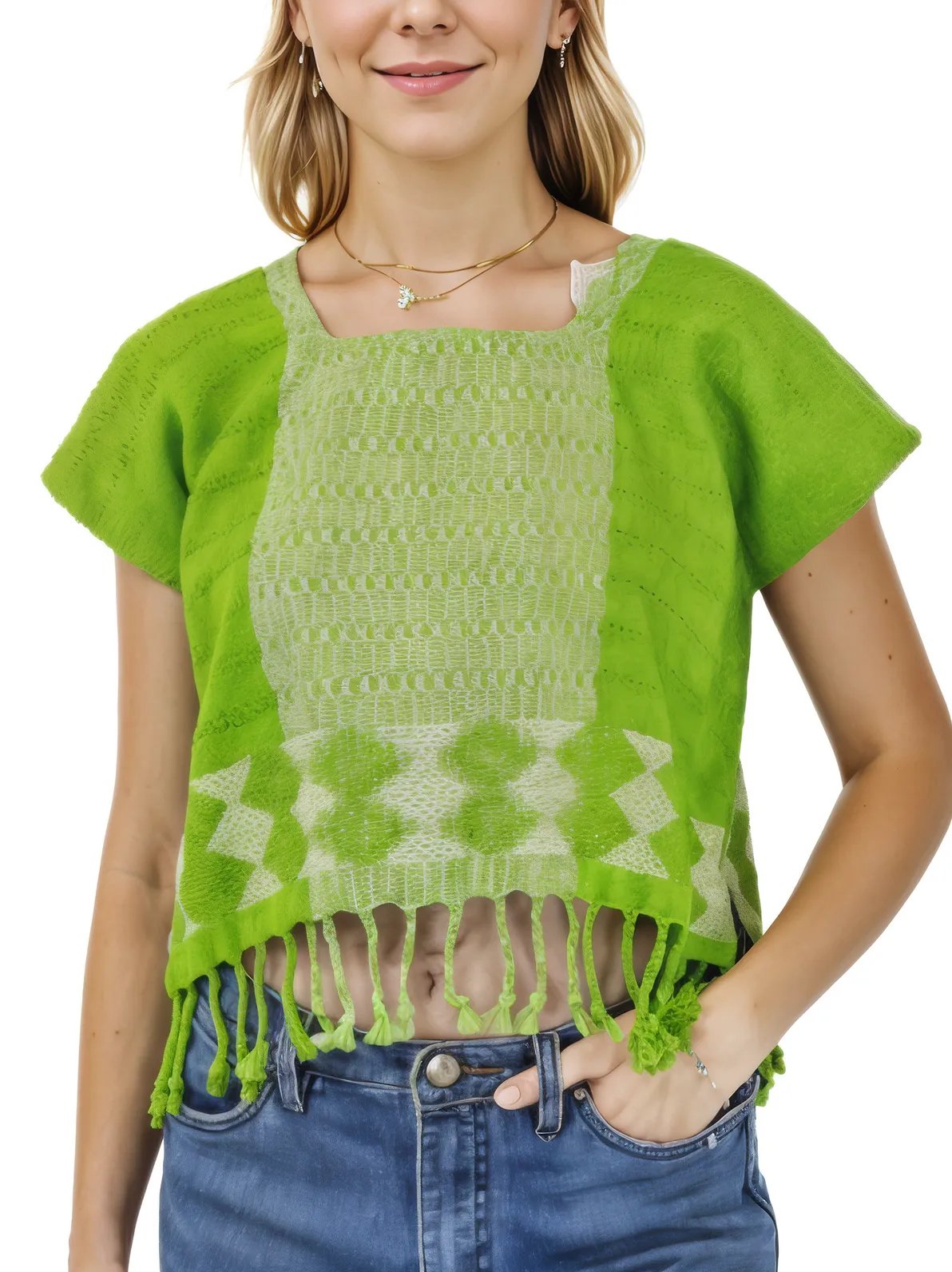 BackStrap Loom Top Lime Green - Tenku Designs