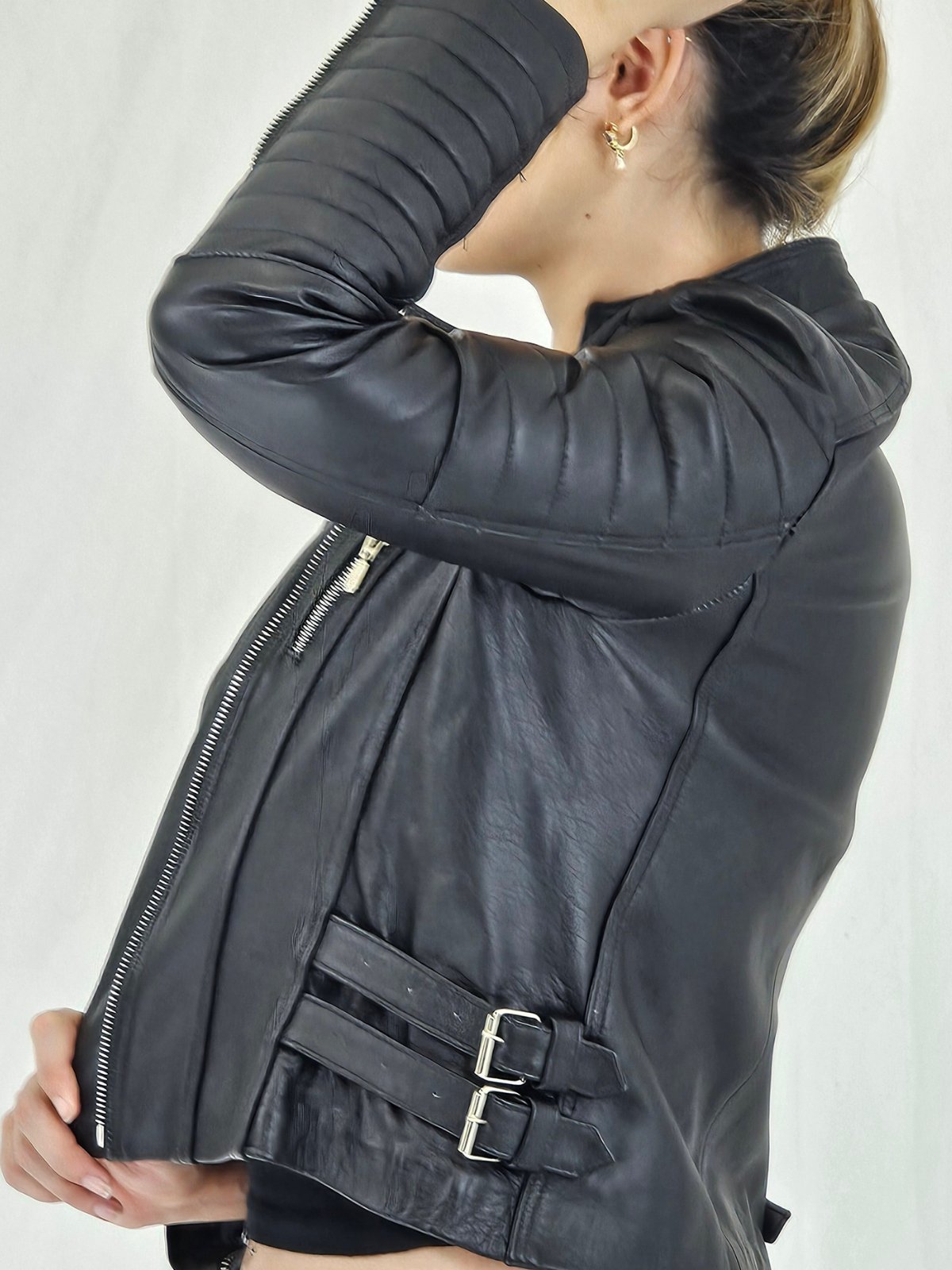 Biker Leather Jacket Black - Tenku Designs