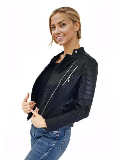 Biker Leather Jacket Black - Tenku Designs