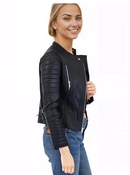 Biker Leather Jacket Black - Tenku Designs