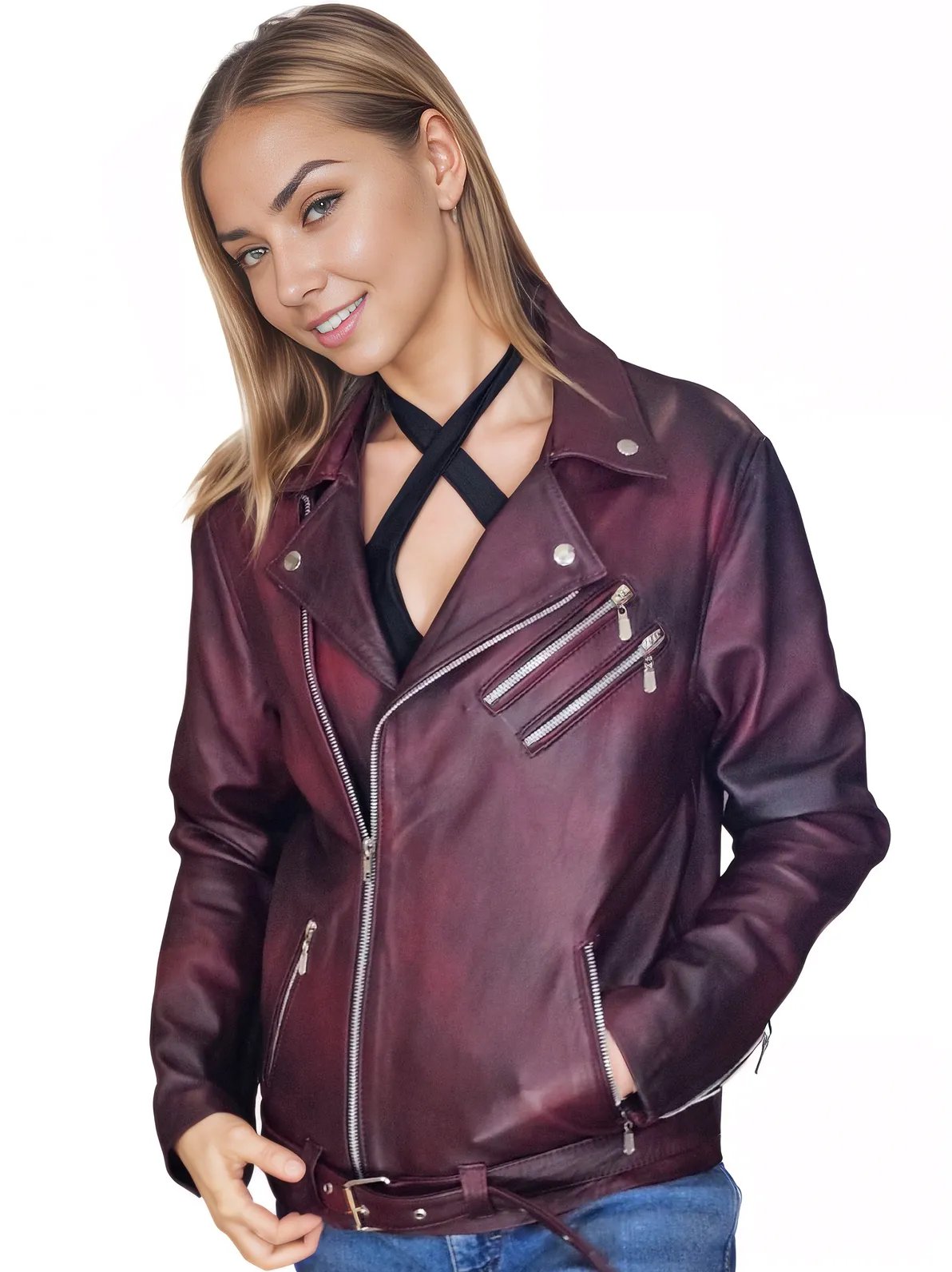 Biker Leather Jacket Cherry * - Tenku Designs