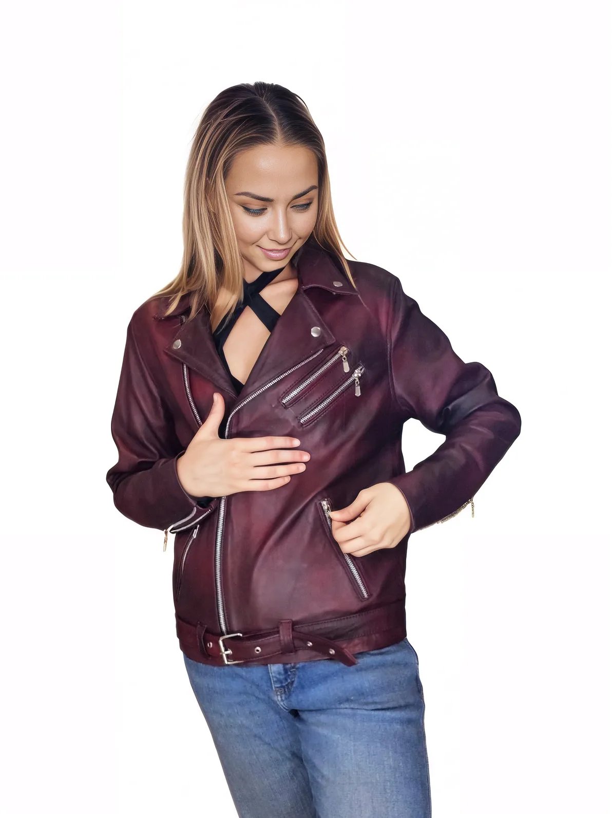 Biker Leather Jacket Cherry * - Tenku Designs