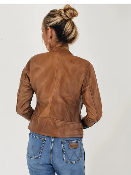 Biker Leather Jacket Honey - Tenku Designs