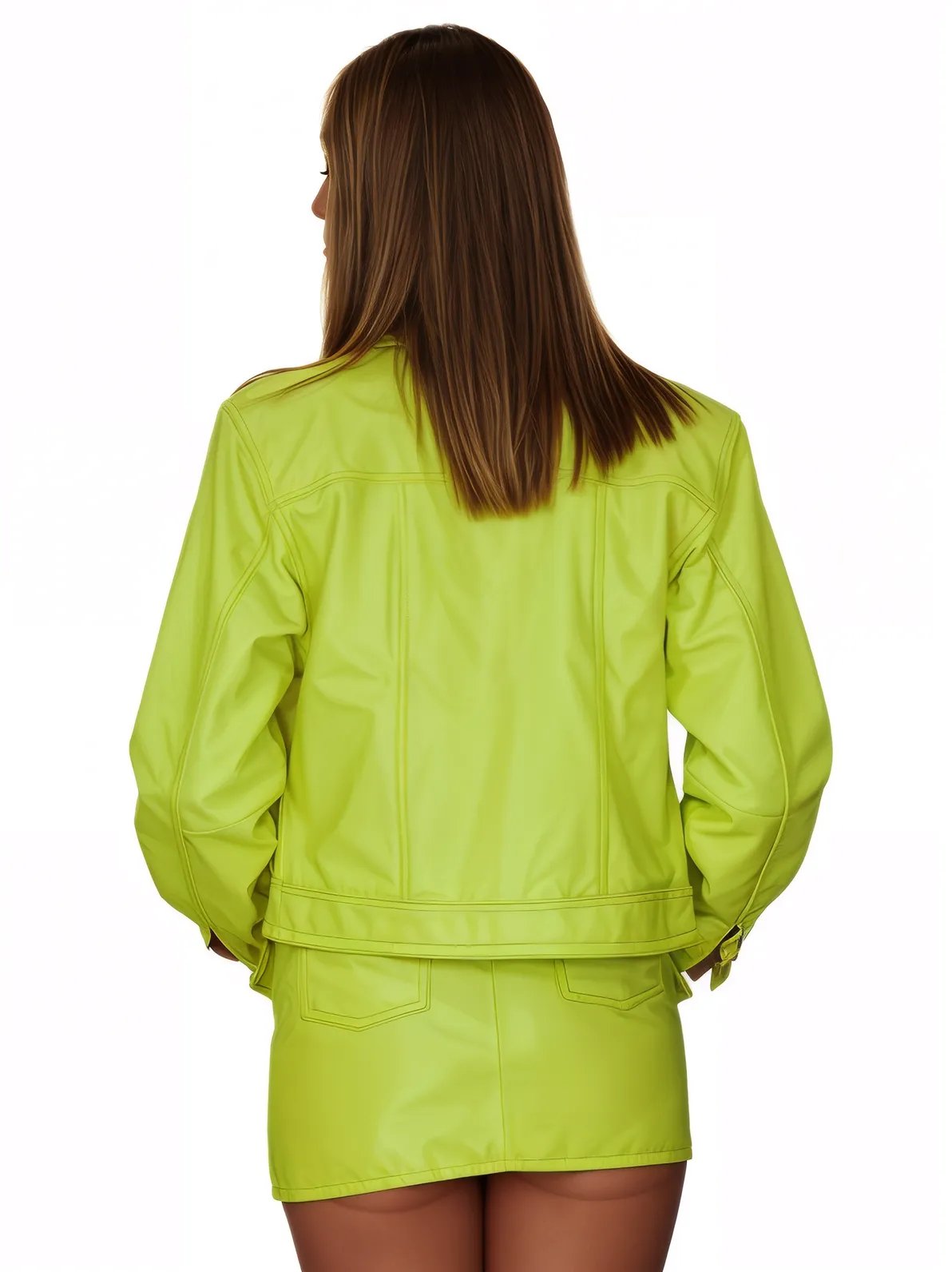 Biker Leather Jacket Lime Green * - Tenku Designs