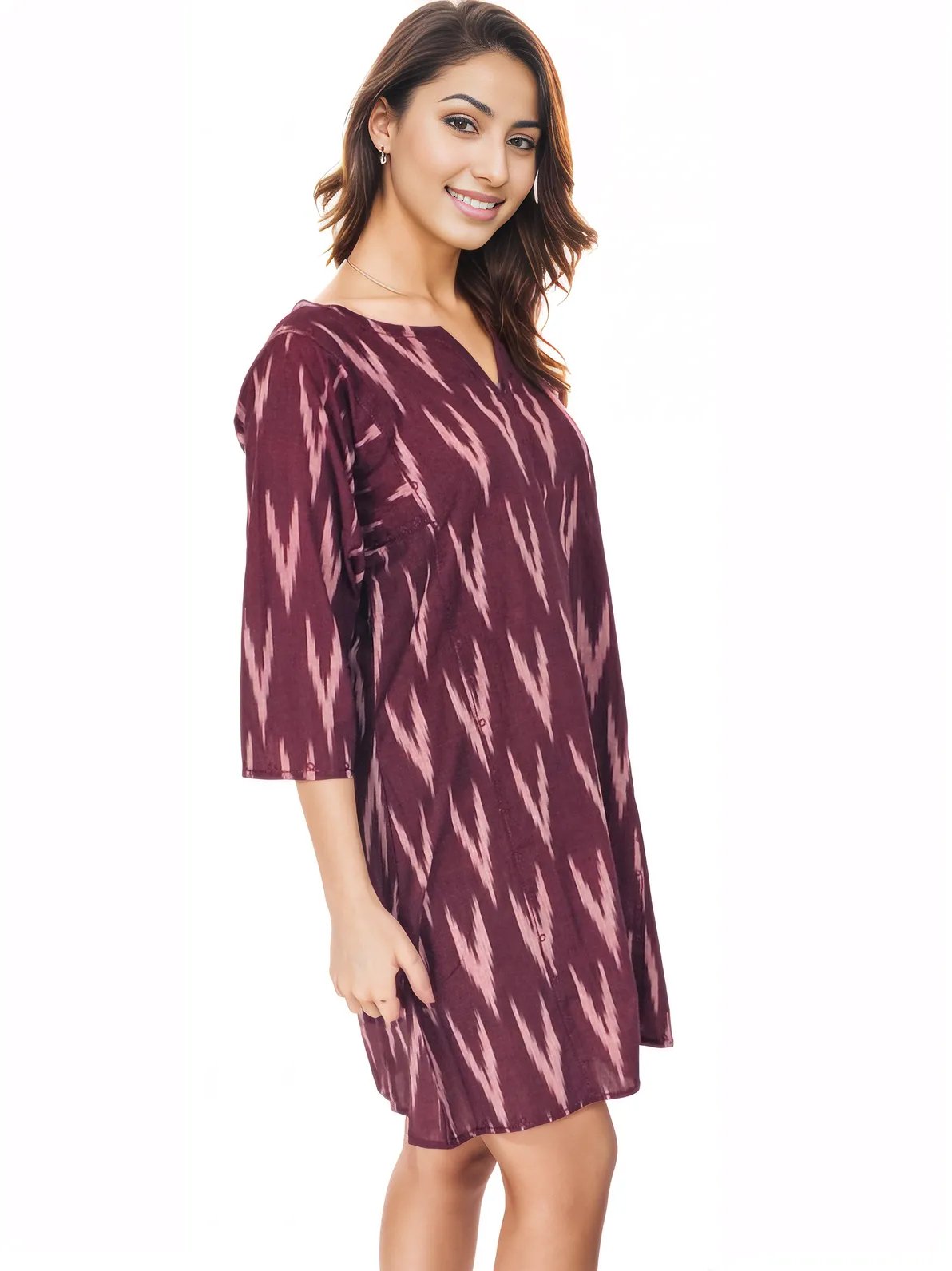 BOHO Cotton Dusty Burgandy Dress * - Tenku Designs