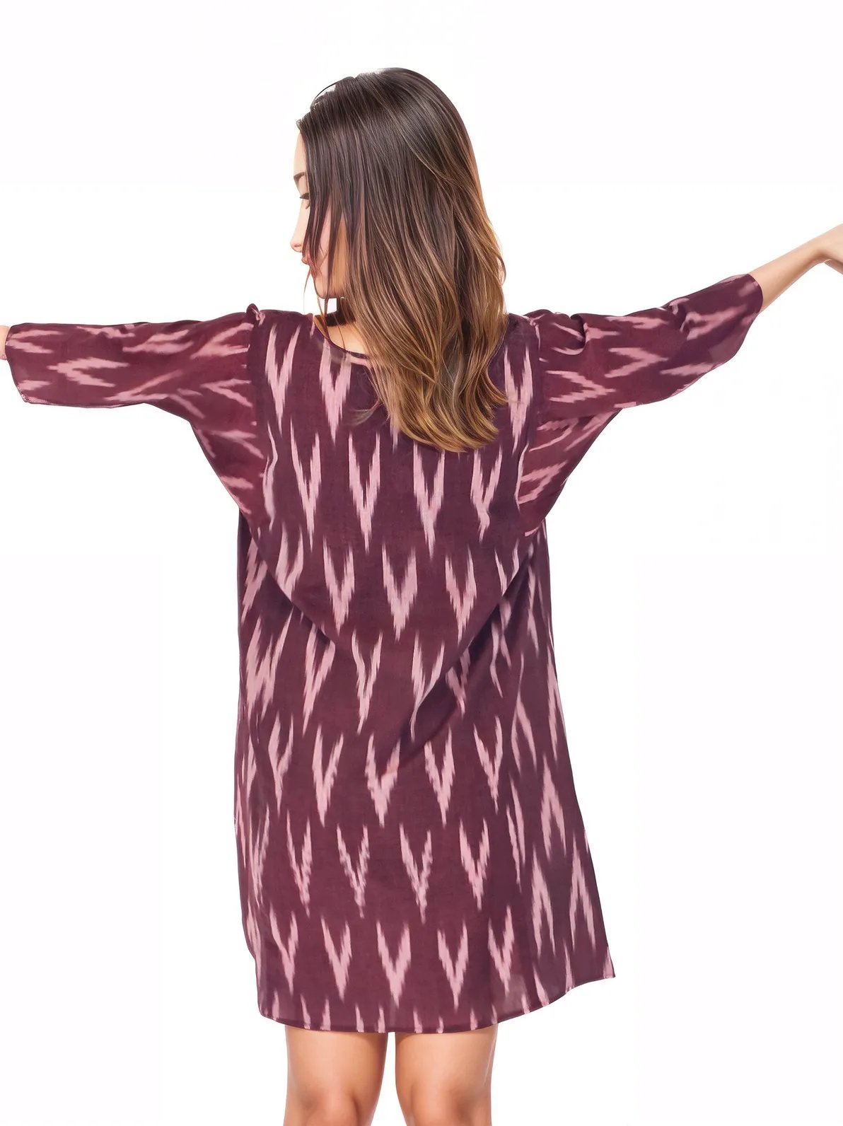 BOHO Cotton Dusty Burgandy Dress * - Tenku Designs