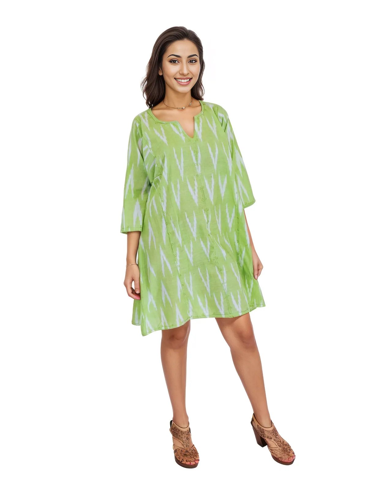 BOHO Cotton Dusty Lime Dress * - Tenku Designs