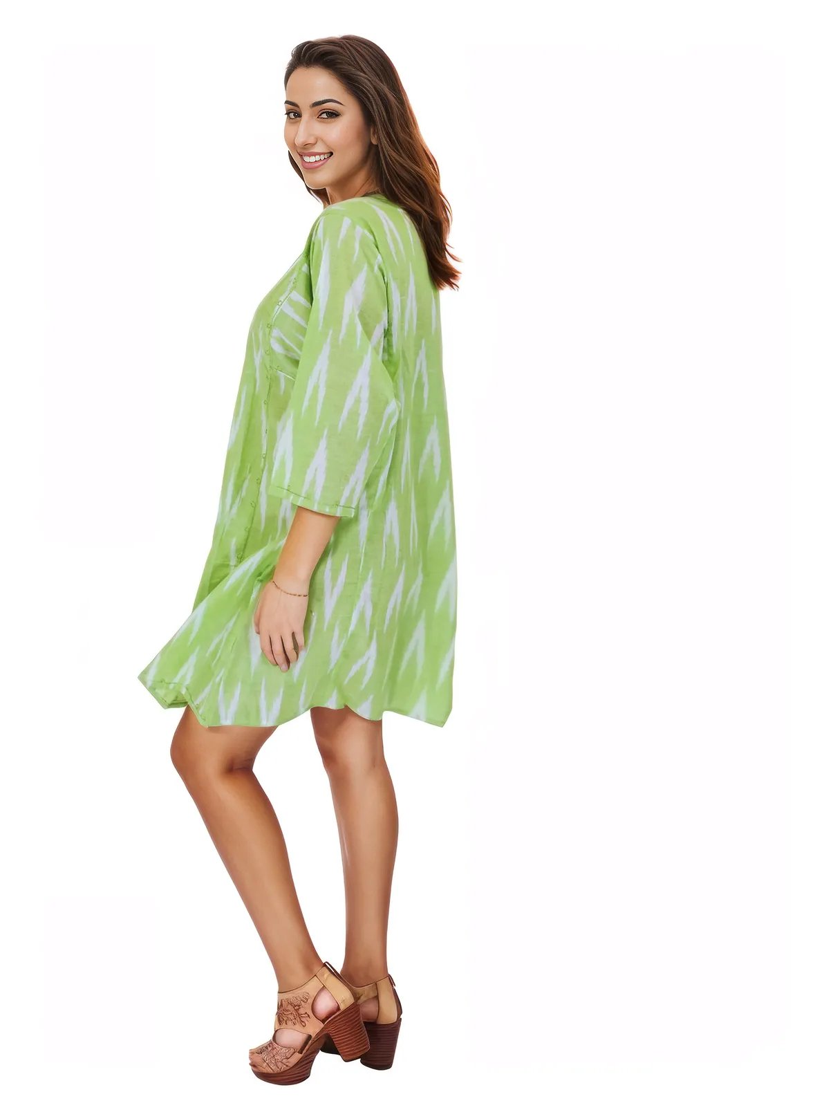 BOHO Cotton Dusty Lime Dress * - Tenku Designs