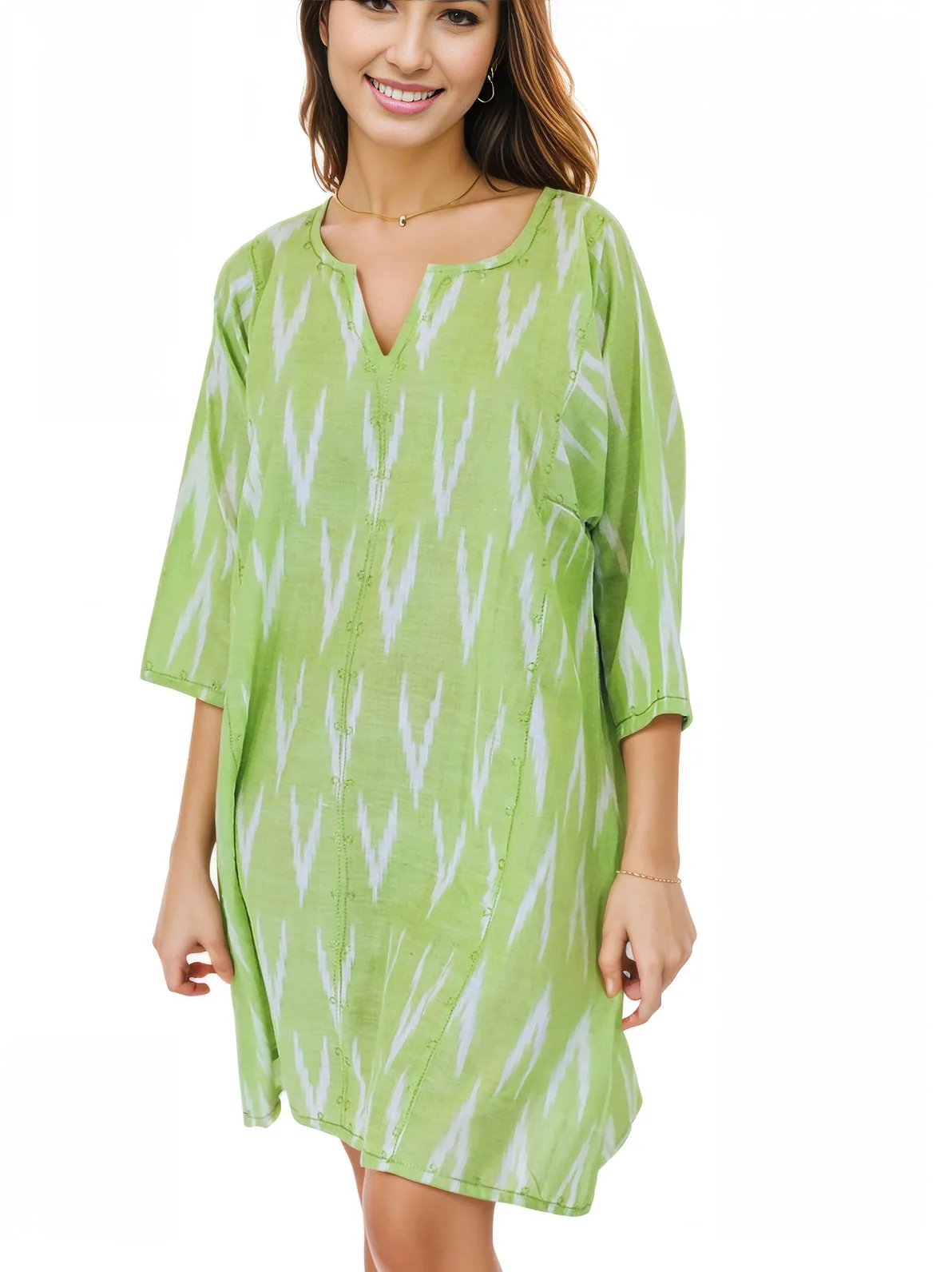 BOHO Cotton Dusty Lime Dress * - Tenku Designs