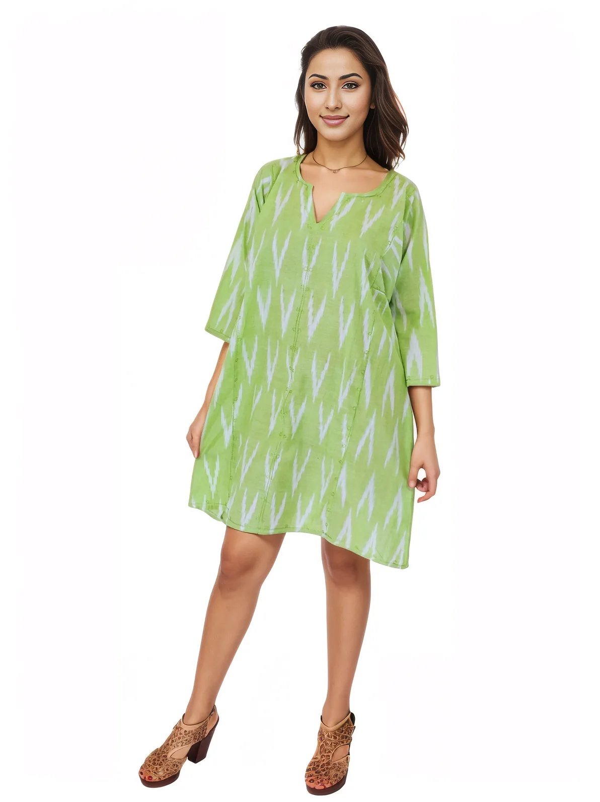 BOHO Cotton Dusty Lime Dress * - Tenku Designs