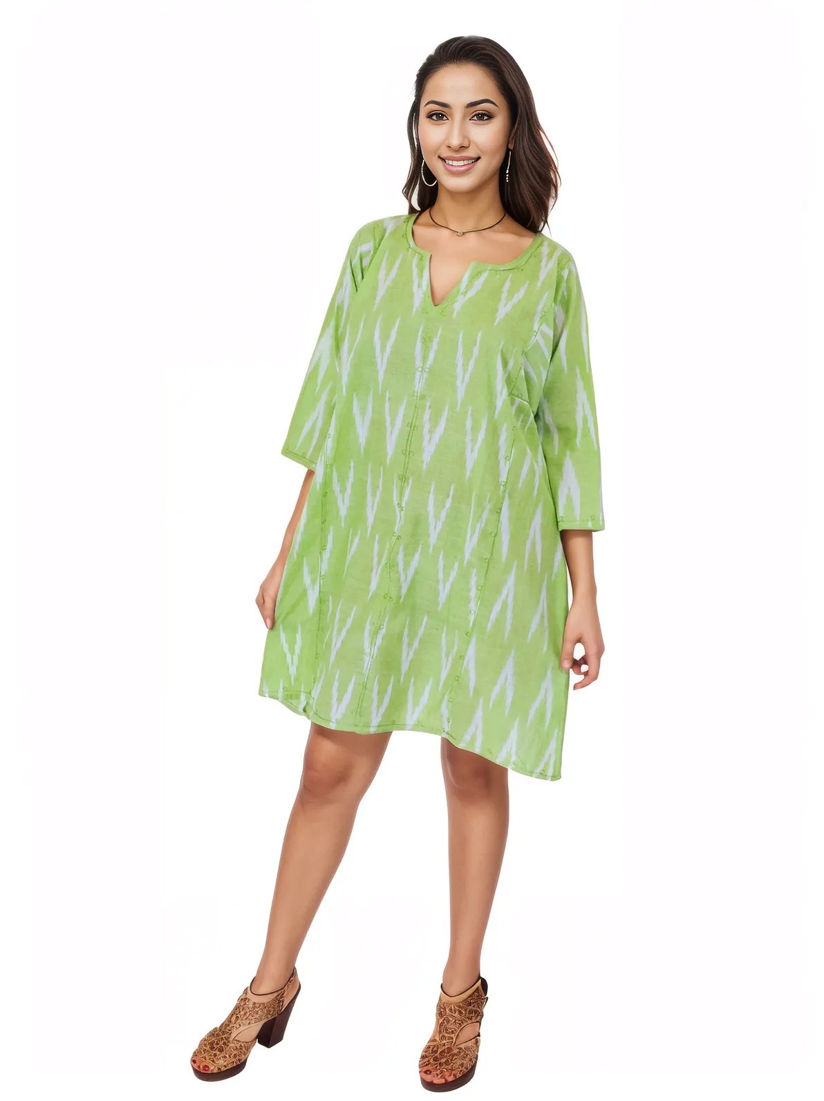 BOHO Cotton Dusty Lime Dress * - Tenku Designs