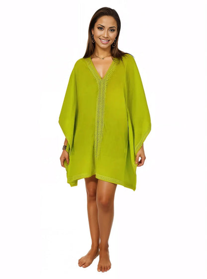 BOHO Cotton Lime Green Dress - Tenku Designs