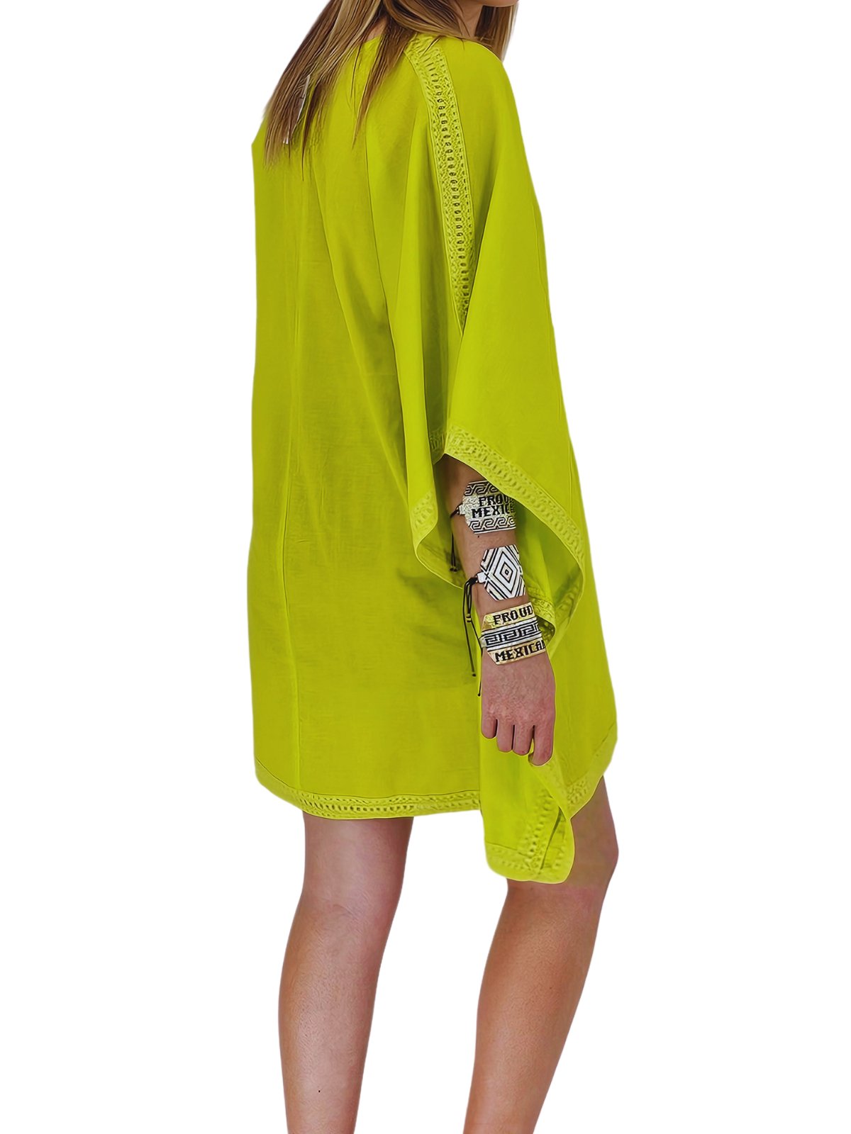 BOHO Cotton Lime Green Dress * - Tenku Designs