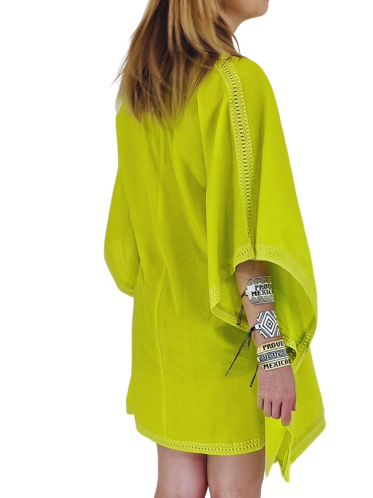 BOHO Cotton Lime Green Dress * - Tenku Designs