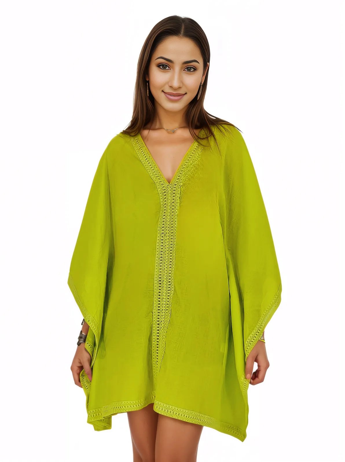 BOHO Cotton Lime Green Dress * - Tenku Designs