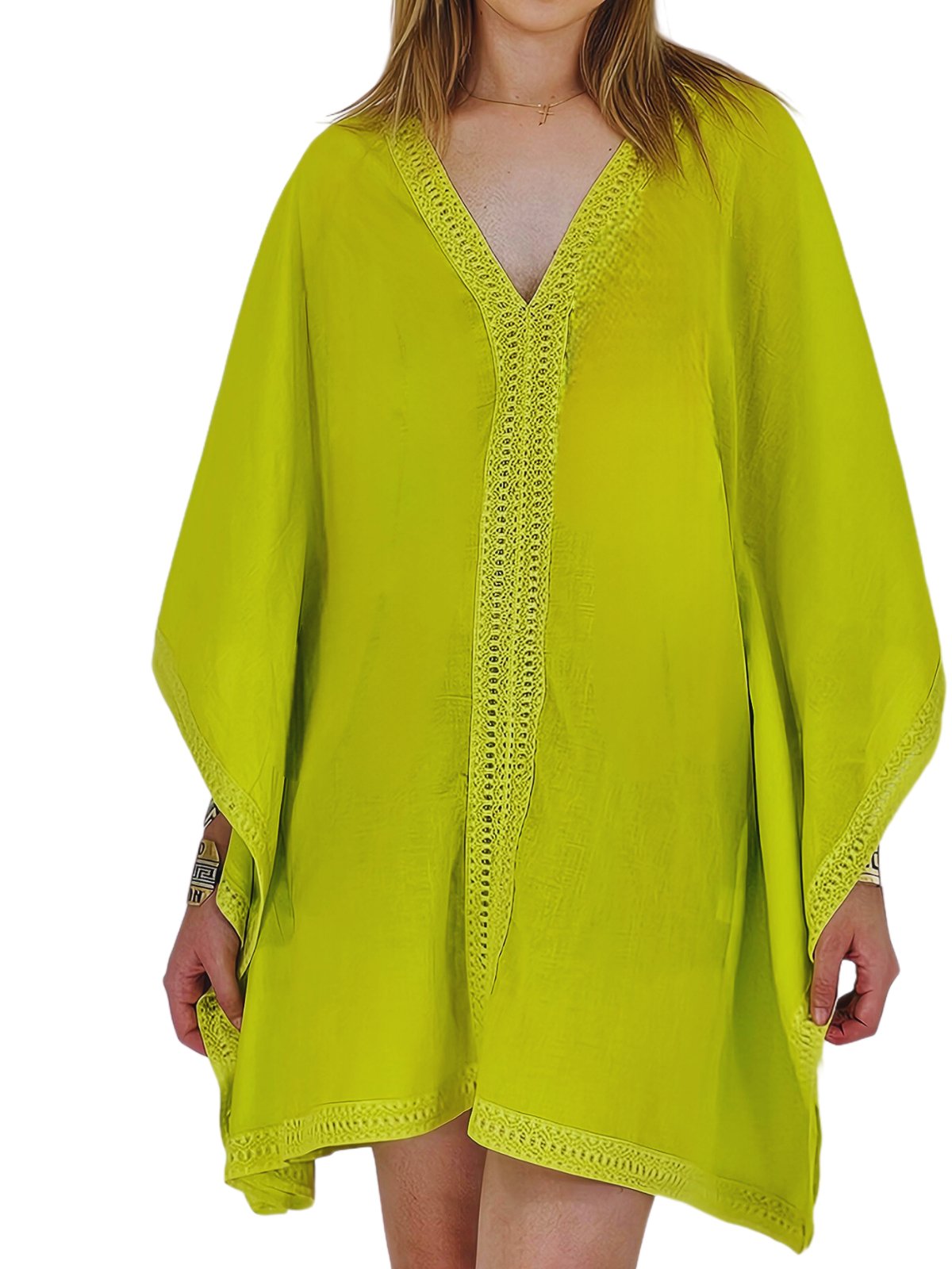 BOHO Cotton Lime Green Dress * - Tenku Designs