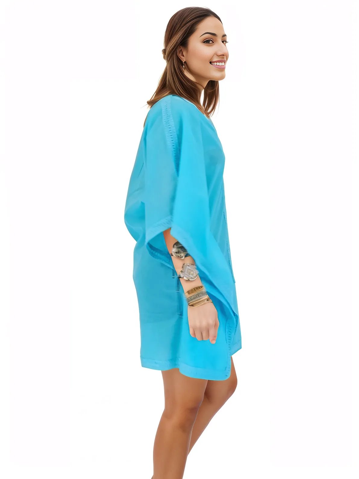 BOHO Cotton Turquoise Dress * - Tenku Designs