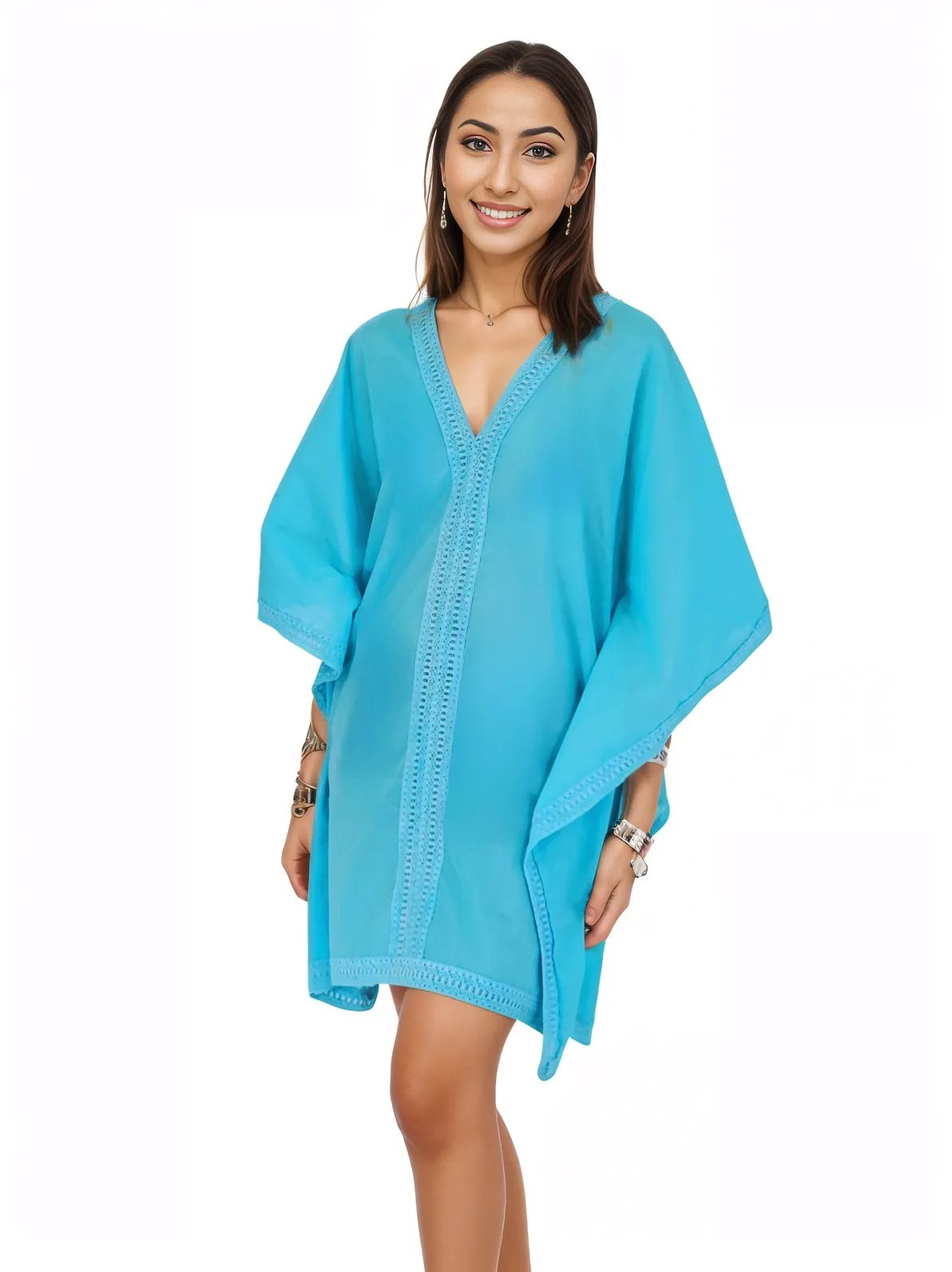 BOHO Cotton Turquoise Dress * - Tenku Designs