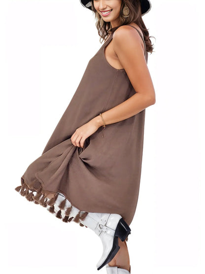 Boho Launch Dress adj Straps Dusty Brown * - Tenku Designs