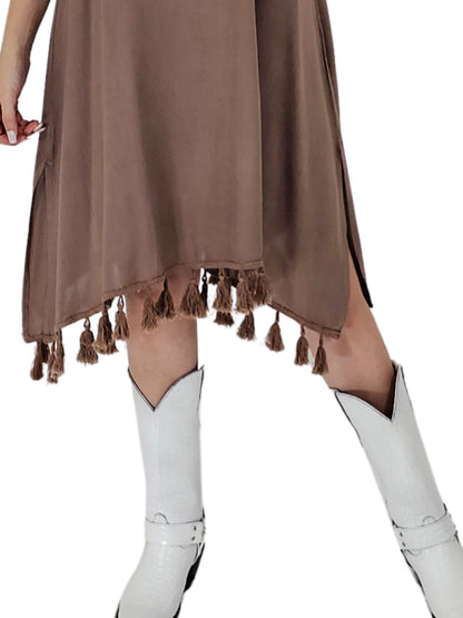 Boho Launch Dress adj Straps Dusty Brown * - Tenku Designs