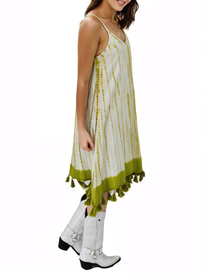 Boho Launch Dress adj Straps. GREEN * - Tenku Designs