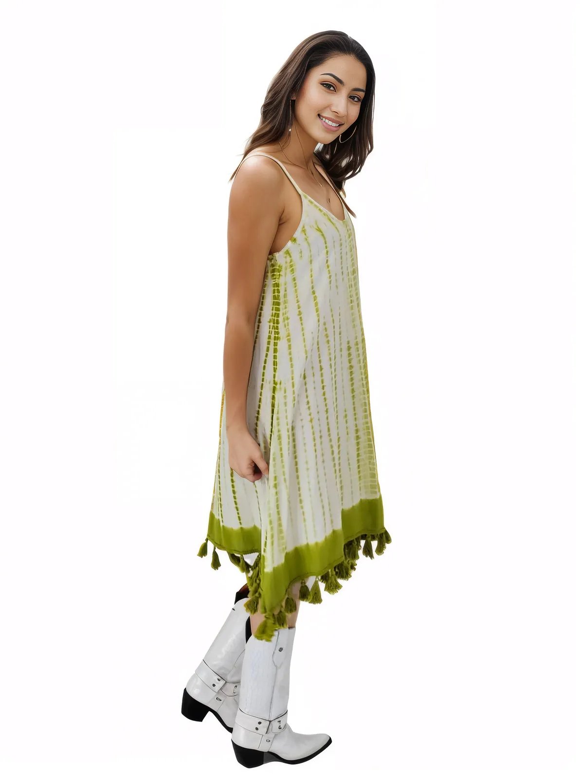 Boho Launch Dress adj Straps. GREEN * - Tenku Designs