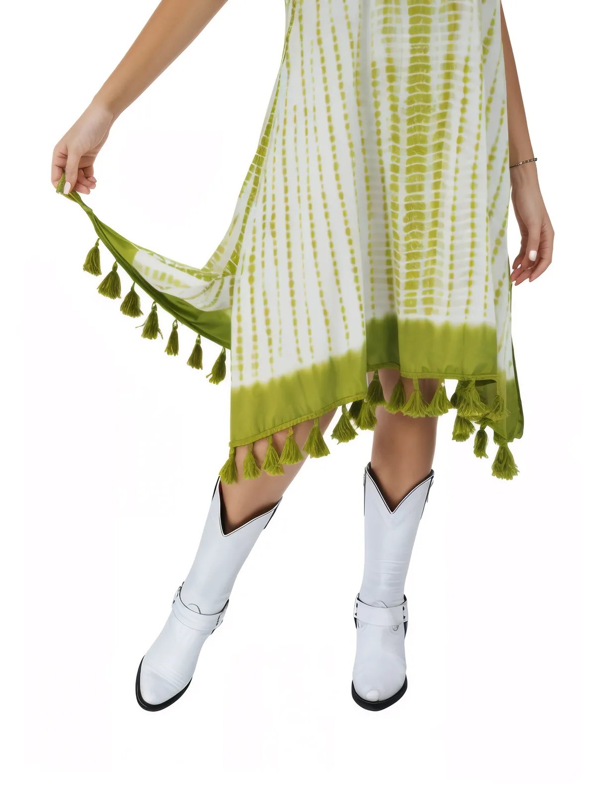 Boho Launch Dress adj Straps. GREEN * - Tenku Designs