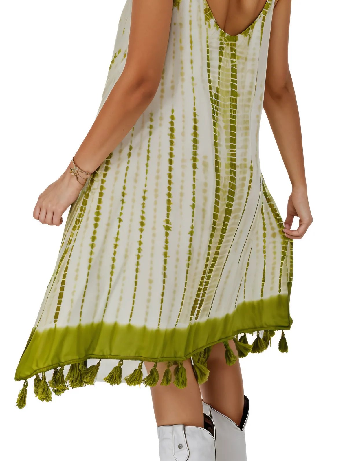 Boho Launch Dress adj Straps. GREEN * - Tenku Designs