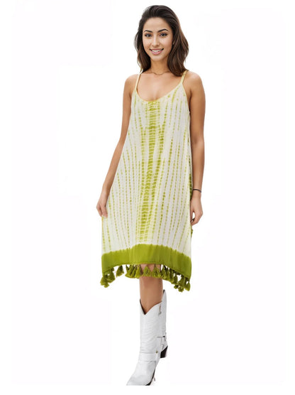 Boho Launch Dress adj Straps. GREEN * - Tenku Designs